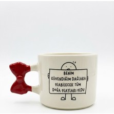 Palto Tasarım Güvendiğim Dağlara El Yapımı Krem Parlak Kurdele Kulp Kupa - El Işçiliği Hediyelik Kupa Bardak Mug