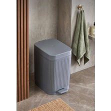 Bayev Also Gri 10 Lt Çöp Kovası - Yavaş Kapanır Amortisörlü Kapak Banyo Mutfak Çöp Kovası