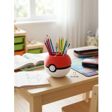 Marvielle 3D Pokéball Tasarımlı Bölmeli Kalemlik ve Masa Organizer, 9x9 cm - Kalem Kutusu
