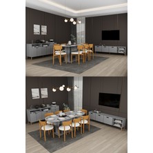 Asra Trend Lüks Yemek Odası Takımı 3 Parça %100 MDF Konsol Yemek Masası TV Ünitesi YT02
