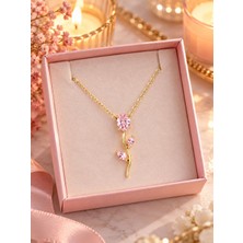 Gözde Aksesuarım Pembe Lale Kolye Çelik