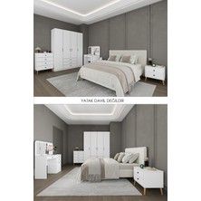 Asra Trend Yatak Odası Takımı 5 Parça %100 MDF Gardırop Şifonyer Makyaj Masası Komodin YTK03