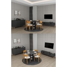 Asra Trend Lüks Yemek Odası Takımı 3 Parça %100 MDF Konsol Yemek Masası TV Ünitesi YT03