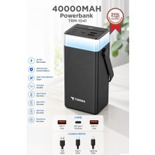 Torima Taşınabilir Batarya 40000 Mah Type-C Lightning Hızlı Şarj Rgb Işıklı 22,5W Powerbank TRM-1041 Siyah