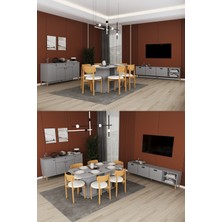 Asra Trend Lüks Yemek Odası Takımı 3 Parça %100 MDF Konsol Yemek Masası TV Ünitesi YT01