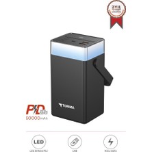 Torima Taşınabilir Batarya 60000 Mah Type-C Lightning Hızlı Şarj Rgb Işıklı 22,5W Powerbank TRM-1061 Siyah