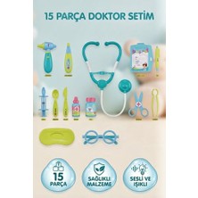 Farbu Oyuncak 15 Parça Doktor Seti Işıklı Sesli Stetoskoplu Oyuncak Doktor Seti Eğitici Rol Oyunu Hastane Seti