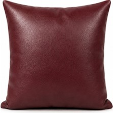 Nurhan Home Collection Bordeaux Deri Kırlent Kılıfı - Deri Kumaş Tekli Dekoratif Kırlent Kılıfı