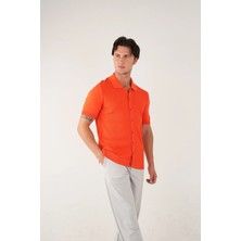 Allunique Nar Çiçeği İnce Örgü Kısa Kollu Rayon Yazlık Triko Gömlek