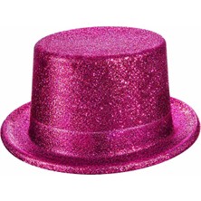 My Best Store Fuşya Simli Glitter Silindir Parti Şapkası (4887) MYBESTSTORE-482