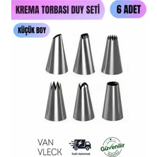 Van Vleck Krema Torbası Duy Seti 8 Parça Metalik 6 Farklı Şekilli Duy ve 2 Bağlantı Başlığı ile Pasta Süsleme