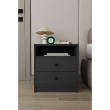 Asra Trend Modern 2 Çekmeceli Komodin Şifonyer %100 Mdf Çok Amaçlı Organizer KMD04