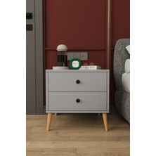 Asra Trend Modern 2 Çekmeceli Komodin Şifonyer %100 MDF Çok Amaçlı Organizer KMD03