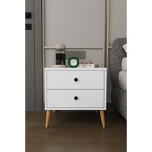 Asra Trend Modern 2 Çekmeceli Komodin Şifonyer %100 Mdf Çok Amaçlı Organizer KMD03