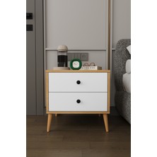 Asra Trend Modern 2 Çekmeceli Komodin Şifonyer %100 MDF Çok Amaçlı Organizer KMD03
