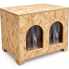 Reyo 2 Bölmeli Yetişkin Kedi Evi, Kedi Barınağı, Sokak Hayvanları İçin Kedi Barınağı, Kedi Yuvası, Rüzgar ve Soğuğa Dayanıklı Ahşap 61x41x36 cm CAT50