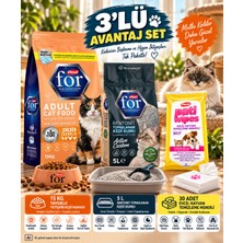 Flexi For Hiper Premium Tavuklu Yetişkin Kedi Maması 15 kg + 5 L Bentonit Kedi Kumu + 30'lu Pati Temizleme Mendili