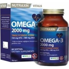 Nutraxin Omega 3 Balık Yağı 2000 mg 60 Softgel Trigliserid Formu ile Kalp Sağlığına Destek