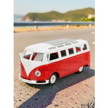 Nostaljik Lezzetler Nostaljik Kırmızı Sesli ve Işıklı Volkswagen Type 2 Camper Van ( 1/36 Ölçek ) Metal Çek Bırak Kapılar Açılır Model Araba