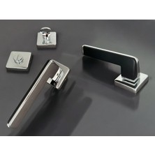 Koldoor Duo Zamak ZK06 Mat Sitah Krom Kare Rozetli Wc Banyo Kapı Kolu Çift Renk 1 Takım