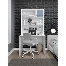Asra Trend Modern Dolaplı Raflı Kitaplıklı Çalışma Masası %100 MDF Bilgisayar Ofis Ders Masası ÇM03