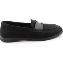 Bambi Siyah Nubuk Hakiki Deri Kadın Loafer Ayakkabı K01821097401