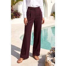 Lale Butik Pile Detay Palazzo Pantolon 16239 Bordo