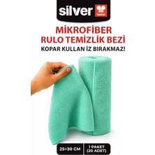 Silver Home 20'li Rulo Mikrofiber Temizlik Bezi 25X30 cm Çok Amaçlı Kopart Kullan Kaliteli Eko Paket