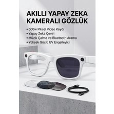 Eco Lounge Beyaz Bluetooth Akıllı Gözlük Müzik Görüşme Kamera ve Mikrofon Özellikli