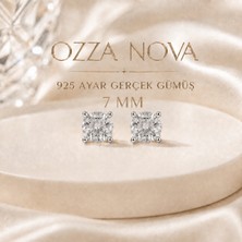 Ozzanova Ozza Nova 925 Ayar Gerçek Gümüş 7 mm Zirkon Taşlı Tektaş Küpe Kadın Erkek Çocuk Unisex
