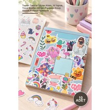 Yenilig 10 Adet Sticker Defter – Toptan Tasarım Sticker Kitabı, 16 Yaprak, Trend Motifler Unicorn Flamingo Emoji, Günlük Kullanım Notebook