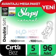 Sleepy Natural Double Soft Avantajlı Mega Paket Bebek Bezi 5 Numara Junior 96 Adet