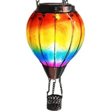 Greentech Güneş Enerjili Askılı Sıcak Hava Balonu Bahçe Feneri, Renkli Cam, Alev Efektli LED Işık / GT-SL43