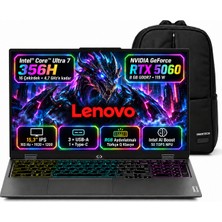 Lenovo Loq 15IPH11 83SL001ATRS6 Intel Core Ultra 7-356H RTX5060 32GB 1tb SSD 8gb Tgb 115W 15.3" IPS 165Hz Windows 11 Pro Taşınabilir Bilgisayar + Snertech Çanta