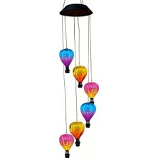 Greentech Güneş Enerjili Sıcak Hava Balonu Rüzgar Çanı, 6 Balonlu, LED Işıklı Asma Bahçe Süsü / GT-SL42