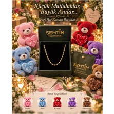 Semtim Kuyumculuk Sertifikalı 316L Çelik Premium Altın Kaplama 75 cm Küre Detaylı Kolye & Kalpli Ayıcık Özel Hediye Seti Altın Sertifikalı, Özel Kutulu, Hediye Paketli