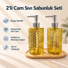 PratikBir 2'li Sarı Cam Sıvı Sabunluk Seti - 400 ml