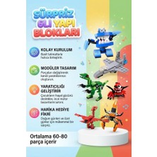 Farbu Oyuncak Sürpriz Yumurta 6'lı Set Dinozor ve Araç Figürlü Yapı Blokları Eğitici Öğretici Parçalı Oyuncak