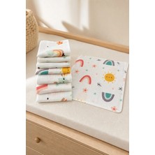 Ponchik Babies Ponchik 7’li % 100 Pamuk Çift Kat Kareli Müslin Bebek Ağız Silme Mendili 25 x 25 cm