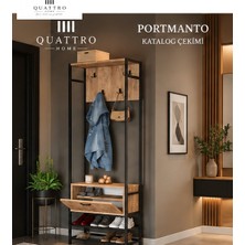 Quattro Home Metal Portmanto Kahverengi 180 cm Ayakkabılık ve Askılıklı Vestiyer