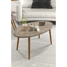 Quattro Home Elips Orta Sehpa Ahşap Torna Ayaklı