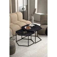 Quattro Home Altıgen Ikili Orta Sehpa Seti - Siyah