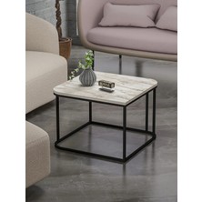 Quattro Home Ekru Desenli Kare Orta Sehpa