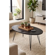 Quattro Home Siyah Oval Orta Sehpa Tel Ayaklı