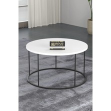 Quattro Home Siyah Ayaklı Beyaz Yuvarlak Orta Sehpa