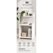 Quattro Home Beyaz Açık Raflı Komodin ve Yan Sehpa
