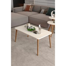 Quattro Home Torna Ayaklı Krem Bej Orta Sehpa