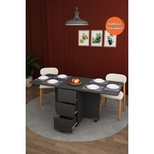 Asra Trend Lüks Katlanır Mutfak Yemek Masası %100 Mdf Pratik Çekmeceli Çalışma Masası KM100