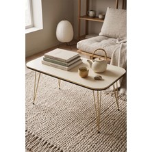 Quattro Home Gold Tel Ayaklı Krem Orta Sehpa