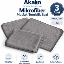 Akalın Professional Cleaning Products Mikrofiber Mutfak Temizlik Bezi 3'lü 40X40 cm Gri